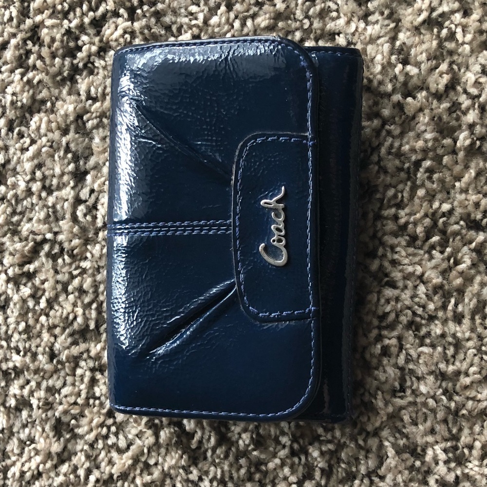 Navy Patent Leather Coach Wallet! Gently used!